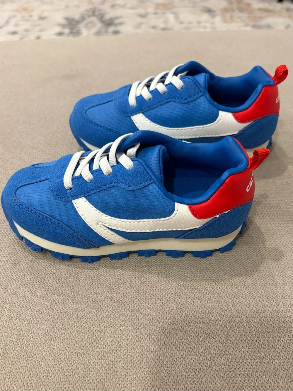Carter’s Royal Blue Sneakers with White Stripes & Red Pull Tab – Size 9